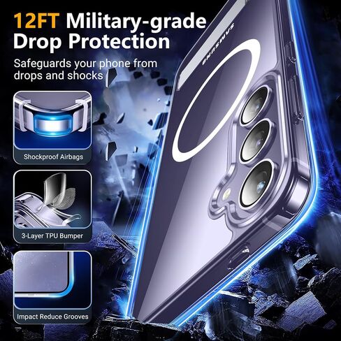 Spidercase لـ Samsung Galaxy S24 Ultra Case ، مع كيكستاند غير مرئي ، حالة مغناطيسية [حماية من الدرجة العسكرية] [حماة شاشة زجاجية مقسمة] in Kuwait