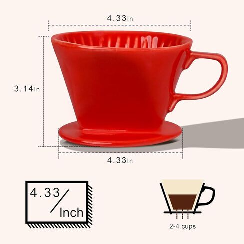 Handmade Pour Over Ceramic Coffee Dripper - Authentic Brewing Experience for Camping, Office, and Home (White) in Kuwait
