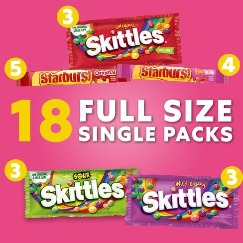 SKITTLES & STARBURST Variety Pack Full Size Chewy Candy Assortment, 62.79 oz, 30 Count in Saudi Arabia