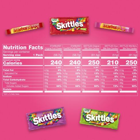 SKITTLES & STARBURST Variety Pack Full Size Chewy Candy Assortment, 62.79 oz, 30 Count in Saudi Arabia