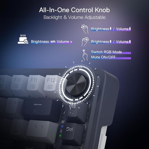 Redragon K720 اللوحة اللاسلكية CNC Gasket Gaming Gaming لوحة مفاتيح مع شاشة ومقبض ، 81 مفتاح المفاتيح الميكانيكية ، SMART 1.14 '' ' in Kuwait