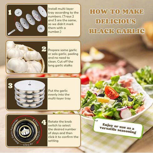 Moongiantgo 8L Black Garlic Fermenter Garlic Fermenting Machine, Easy One-Button Operation Automatic Intelligent Large Capacity Black Garlic Maker with Precise Time Control for 6-16 Days, 110V (8L) in Saudi Arabia