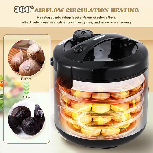 Moongiantgo 8L Black Garlic Fermenter Garlic Fermenting Machine, Easy One-Button Operation Automatic Intelligent Large Capacity Black Garlic Maker with Precise Time Control for 6-16 Days, 110V (8L) in Saudi Arabia