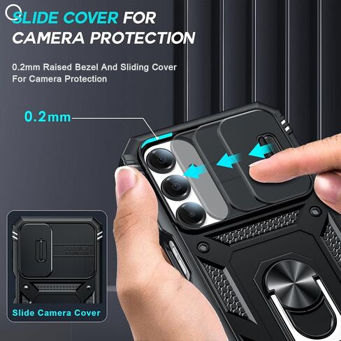 LeYi for Compatible for Samsung Galaxy A26 5G Phone Case: Samsung A26 5G Case with 2 X Screen Protector, Military-Grade, Magnetic Stand & Slide Camera Cover Funda para Cell Samsung A 26 5G, Black in Saudi Arabia