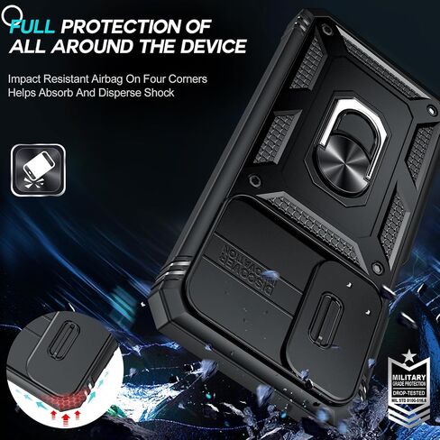 LeYi for Compatible for Samsung Galaxy A26 5G Phone Case: Samsung A26 5G Case with 2 X Screen Protector, Military-Grade, Magnetic Stand & Slide Camera Cover Funda para Cell Samsung A 26 5G, Black in Saudi Arabia