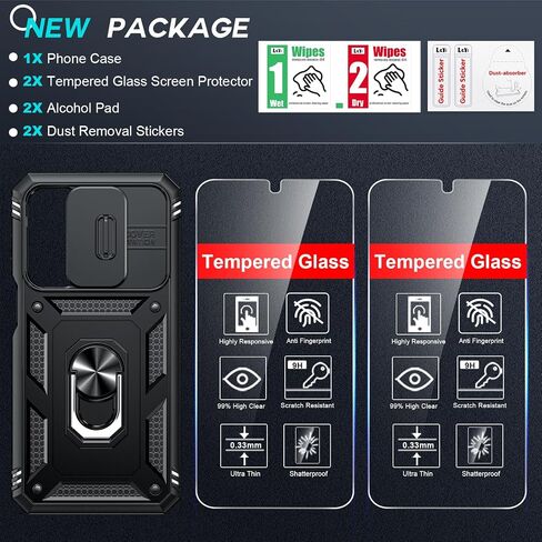 LeYi for Compatible for Samsung Galaxy A26 5G Phone Case: Samsung A26 5G Case with 2 X Screen Protector, Military-Grade, Magnetic Stand & Slide Camera Cover Funda para Cell Samsung A 26 5G, Black in Saudi Arabia