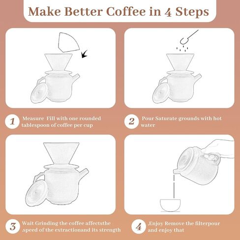 Pour Over Coffee Maker Set,with Lid and V60 Paper Coffee Fliters 20 Counts,High Heat Resistant Vintage Coffee Carafe Dripper Set for Home Café Restaurant Camping Hiking,34 Oz(Yellow) in Kuwait