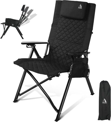 Camping Reclining Chair, Heavy Duty Folding Chairs with 4-Stage Adjustable High Back for Adults, Compact Foldable Outdoor Patio Reclining Chair with Storage Bag （Green） in Saudi Arabia