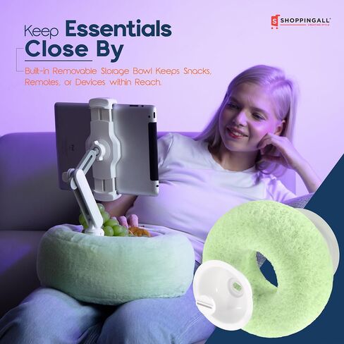SHOPPINGALL 2-in-1 Tablet Holder Pillow Stand for 4.7"-13" Phone/Tablet/iPad/Kindle, 360°Adjustable Convertible Phone Holder for Bed with Detachable Soft Plush Fabric Cushion - SA-209ZD3-Pink in Saudi Arabia