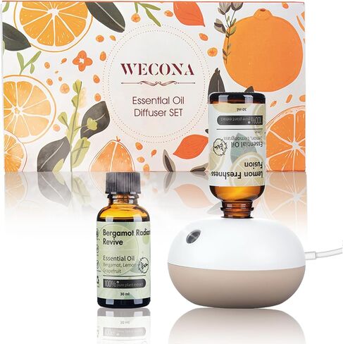 Rechargeable Waterless Essential Oil Diffuser - 2 Mist Modes Battery Operated Waterless Diffusers with 2 Essential Oils Set (30ml) - 8 Hours Automatic Shutdown Diffusers in Saudi Arabia