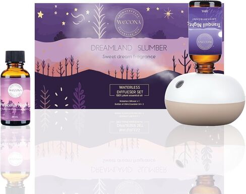 Rechargeable Waterless Essential Oil Diffuser - 2 Mist Modes Battery Operated Waterless Diffusers with 2 Essential Oils Set (30ml) - 8 Hours Automatic Shutdown Diffusers in Saudi Arabia
