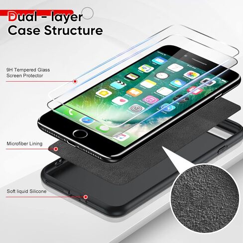 LeYi for iPhone 8 Plus Case: iPhone 7 Plus Case with 2 Pack Tempered Glass Screen Protectors, Shockproof Full-Body Liquid Silicone with Soft Anti-Scratch Microfiber Liner, Green in Saudi Arabia