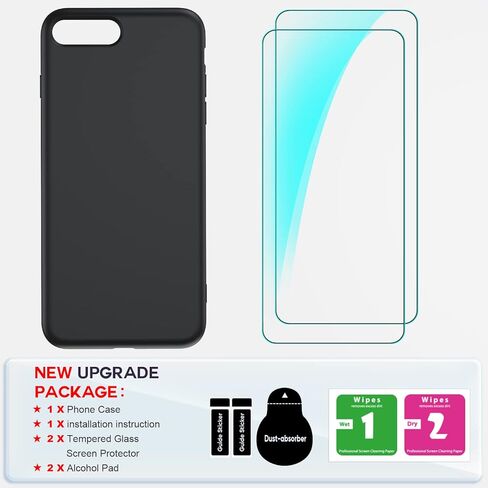 LeYi for iPhone 8 Plus Case: iPhone 7 Plus Case with 2 Pack Tempered Glass Screen Protectors, Shockproof Full-Body Liquid Silicone with Soft Anti-Scratch Microfiber Liner, Green in Saudi Arabia