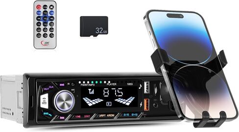 Single Din Car Stereo Bluetooth 5.0 Audio FM Receiver Digital Music Radio MP3 Player Support AUX Input USB Playback & Charging in Saudi Arabia