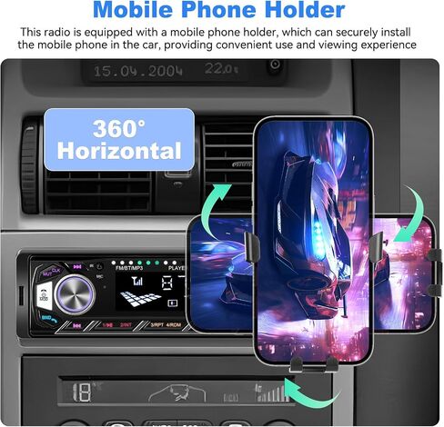 Single Din Car Stereo Bluetooth 5.0 Audio FM Receiver Digital Music Radio MP3 Player Support AUX Input USB Playback & Charging in Saudi Arabia