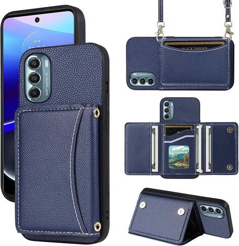 Phone Case for Motorola Moto G Stylus 5G 2022 Wallet Cover with Crossbody Shoulder Strap and Leather Credit Card Holder Pocket Slim Stand Cell XT2215-1 XT2215-4 XT2215DL Girls Women White in Saudi Arabia