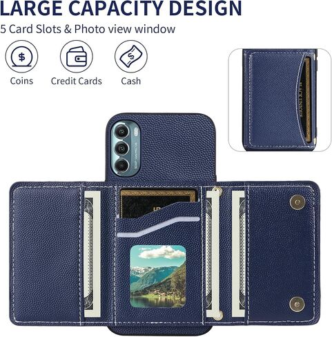 Phone Case for Motorola Moto G Stylus 5G 2022 Wallet Cover with Crossbody Shoulder Strap and Leather Credit Card Holder Pocket Slim Stand Cell XT2215-1 XT2215-4 XT2215DL Girls Women White in Saudi Arabia