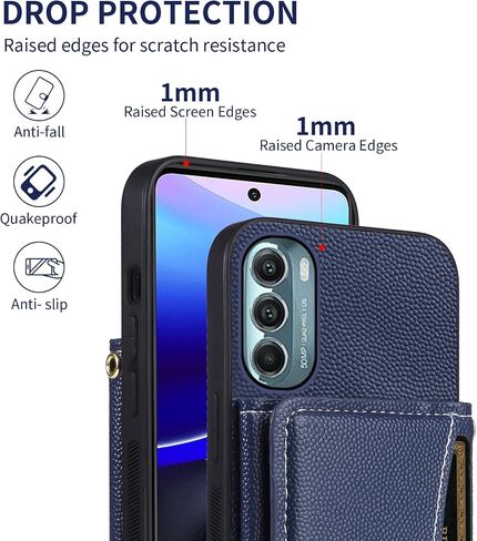 Phone Case for Motorola Moto G Stylus 5G 2022 Wallet Cover with Crossbody Shoulder Strap and Leather Credit Card Holder Pocket Slim Stand Cell XT2215-1 XT2215-4 XT2215DL Girls Women White in Saudi Arabia