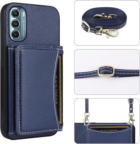 Phone Case for Motorola Moto G Stylus 5G 2022 Wallet Cover with Crossbody Shoulder Strap and Leather Credit Card Holder Pocket Slim Stand Cell XT2215-1 XT2215-4 XT2215DL Girls Women White in Saudi Arabia