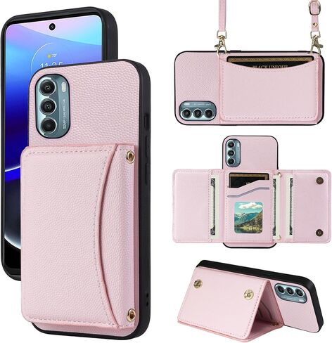 علبة الهاتف لـ Motorola Moto G Stylus 5G 2022 غطاء محفظة مع حزام كتف كروس وجلد بطاقة ائتمانه الجيب in Kuwait