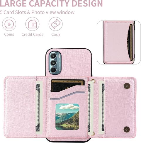 علبة الهاتف لـ Motorola Moto G Stylus 5G 2022 غطاء محفظة مع حزام كتف كروس وجلد بطاقة ائتمانه الجيب in Kuwait