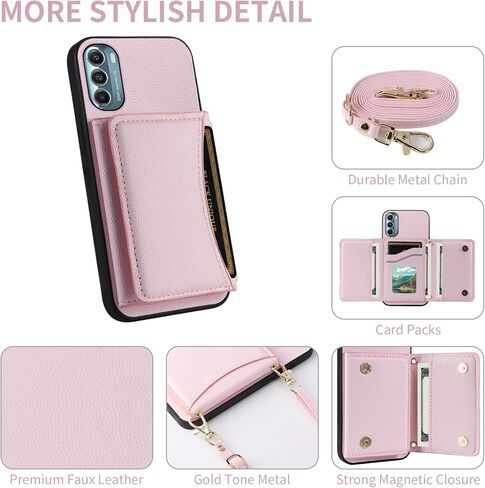 علبة الهاتف لـ Motorola Moto G Stylus 5G 2022 غطاء محفظة مع حزام كتف كروس وجلد بطاقة ائتمانه الجيب in Kuwait