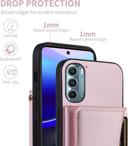 علبة الهاتف لـ Motorola Moto G Stylus 5G 2022 غطاء محفظة مع حزام كتف كروس وجلد بطاقة ائتمانه الجيب in Kuwait