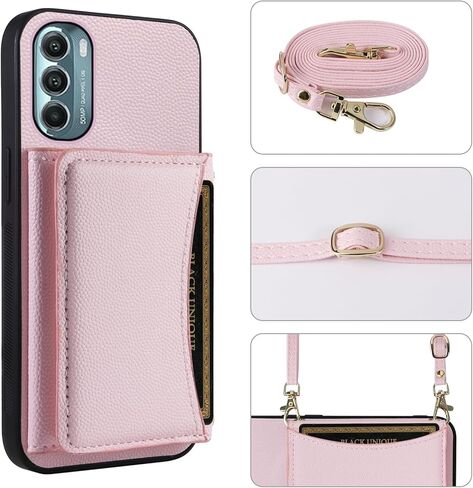 علبة الهاتف لـ Motorola Moto G Stylus 5G 2022 غطاء محفظة مع حزام كتف كروس وجلد بطاقة ائتمانه الجيب in Kuwait