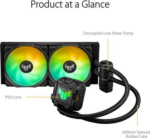 ASUS Prime LC ARGB LCD All-in-one CPU Liquid Cooler with Sharp Screen showcasing CPU & GPU Information with Different Background, high-Performance Pump Armed with Robust Motor, Daisy-chainable Fans in Kuwait