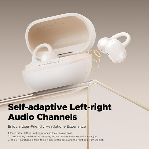 SoundPeats Pop Clip Wireless Open Earbuds ، التحكم في الأزرار ، سماعات الراحة خفيفة الوزن ، وقت تشغيل 30 ساعة ، IPX5 مقاوم للماء ، Bluetooth 5.4 سماعات صوتية غامرة للرياضة الجري على العمل ، Beige in Kuwait
