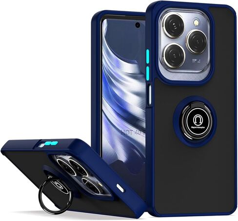 حالة Quietip متوافقة مع Infinix Hot 40 Pro & Tecno Spark 20 Pro 4G مع واقي الشاشة ، TPU + Hard PC Ring Ring Care Cover ، Black in Kuwait
