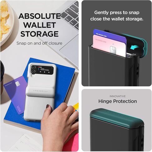 VRS Design Guard Modern Go Phone Case لـ Galaxy Z Flip 4 5G (2022) ، حقيبة محفظة محفظة محملة بالأسلوب المحملة بالأسلوب (الرمال الوردية) in Kuwait