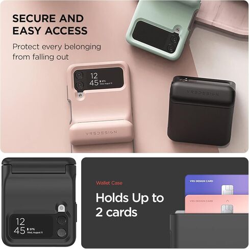VRS Design Guard Modern Go Phone Case لـ Galaxy Z Flip 4 5G (2022) ، حقيبة محفظة محفظة محملة بالأسلوب المحملة بالأسلوب (الرمال الوردية) in Kuwait