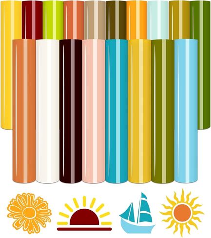 Tintnut Bright Color Heat Transfer Vinyl -24 Sheets 12"x10" Multicolored Iron on Vinyl for T-Shirts Clothing Bags HTV Vinyl for All Cutting Machine in Kuwait