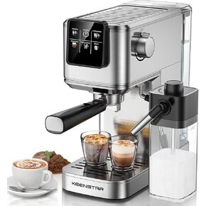 Espresso Coffee Machine with Milk Tank, 20Bar Hot & Iced Coffee Machine with Rapid Cold Brew, Touch Screen Espresso Maker with Steam Wand for Coffee Lover