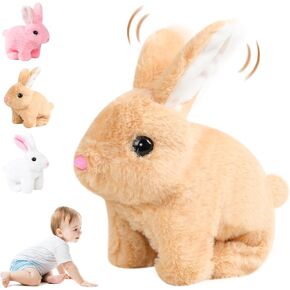 Bunby - My Realistic Bunny Toy,Easter Interactive Plush Bunny,Realistic Bunny Can Walk and Talk,with Lifelike Movements, Hops,Twitches & Wiggles Ears, Handmade,Easter Gift (White)