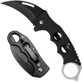 Folding Knives Stainless Steel Everyday Carry Folding Pocket Knives Outdoor Survival Knives for Hunting and Camping Black