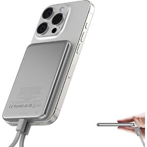 Magnetic Portable Charger, 5000mAh Ultra Slim for Mag-Safe Power Bank, Wireless Battery Pack with USB C Cable, 20W PD Fast Charging, Charging Bank for iPhone 16/15/14/13/12 Pro/Pro Max/Mini Series