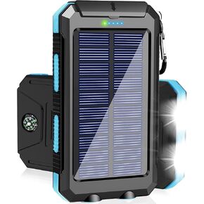 Solar Charger Power Bank, 38800mAh Portable Charger Fast Charger Dual USB Port Built-in Led Flashlight and Compass for All Cell Phone and Electronic Devices
