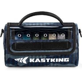 KastKing BaitSpace Line Management Bag, Fishing Line Storage Bag with Water Resistant Nylon, Clear View Window, Removable Divider for Up to 10 Spools, Tangle-free Leader Line Holder