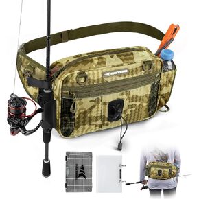 KastKing BaitSpace Waist Bag – Waterproof Tackle Storage Bag With Adjustable Belt, Fishing Fanny Pack for Men, Soft Bait Organizer, 3600 Utility Box, Rod Holder, Nylon