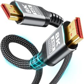 10K 8K HDMI Cable 2.1 ، متاح 1.5 قدم ، 3.3 قدم ، 5 قدم ، 6.6 قدم ، 10 قدم ، 13 قدمًا ، 16 قدمًا ، 20 قدم ، 25 قدمًا للاختيار ، كابل HDMI عالي السرعة فائقة السرعة 48GBPS ، 8K@60Hz /4K@120Hz ، HDCP 2.2 & 2.3