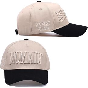 Vintage Two-Tone Trucker Hat Adjustable Baseball Cap with Mommin Embroidery Ponytail Fit Unisex Outdoor Casual Headwear
