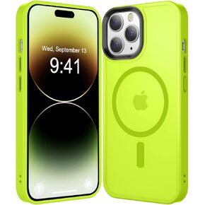 Compatible with iPhone 14/13 Case [Compatible with Magsafe & Military-Grade Protection] Slim Magnetic Translucent Matte Phone Case for iPhone 13/14 6.1'', Pink
