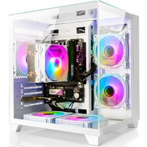 LXZ Desktop Computer, Prebuilt PC AMD Ryzen 7-5700G 8 core 3.9GHz, 16G DDR4 RAM, 1TB NVME SSD, Tower Computer with 650W Power Supply for Home and Office (White)