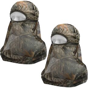 Watayo 2 Pcs Camo Hunting Face Mask, Hunting Head Net Camouflage Balaclava, Adjustable Hunting Breathable Mesh Mask for Men