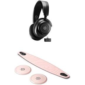 Bundle of SteelSeries Arctis Nova 7 Wireless Multi-Platform Gaming Headset - Black + SteelSeries Nova Booster Pack - Nylon Headband - Customize with Unique Speaker Plates - Rose Quartz
