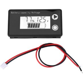 LCD 12V Battery Capacity Indicator Tester Universal Digital Display Voltmeter Gauge Meter LCD Digital Power Monitor Formetal Hydride Batteries.(10-100V White + Alarm)