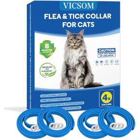 4 Pack Flea Collar for Cats, Cat Flea and Tick Collar 8 Months Prevention Cat Flea and Tick Treatment, Waterproof Adjustable Cat Flea Collar, Natural Anti Tick and Flea Collar for Kitten, Green