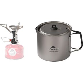 MSR PocketRocket Deluxe Ultralight Backpacking Stove with MSR Titan Titanium Camping Kettle, 900 mL